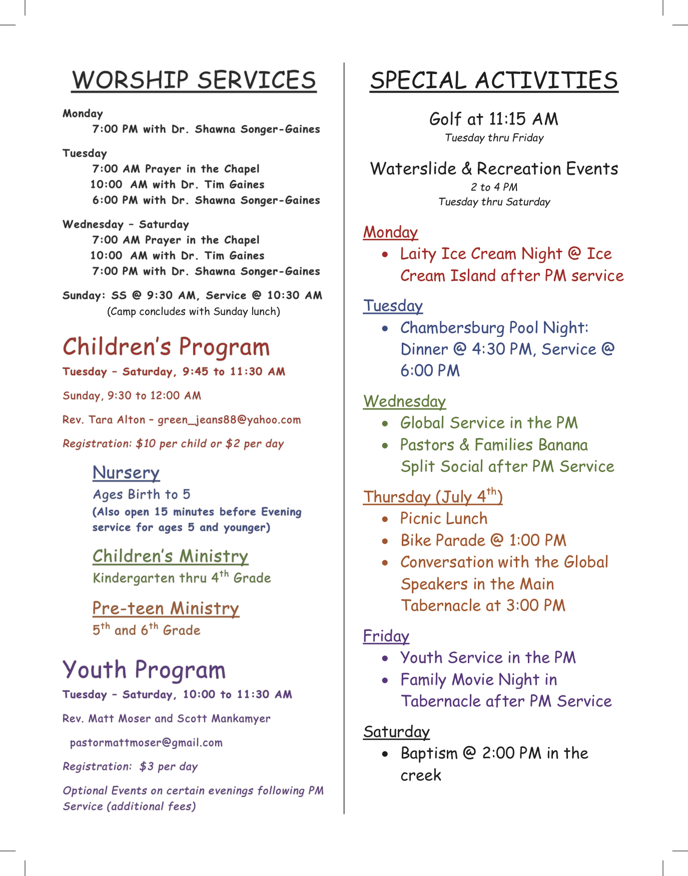 Family Camp MidAtlantic District Church of the Nazarene